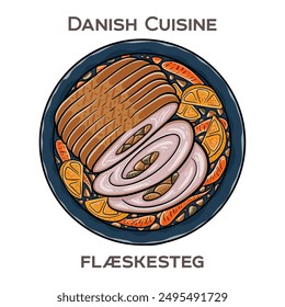 Flaeskesteg is a traditional Danish roast pork dish with crispy crackling, typically served during festive occasions and considered a national favorite in Denmark.