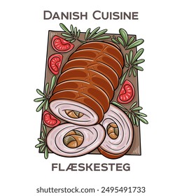 Flaeskesteg is a traditional Danish roast pork dish with crispy crackling, typically served during festive occasions and considered a national favorite in Denmark.