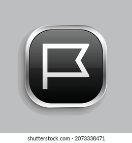 flag 2 line icon design. Glossy Button style rounded rectangle isolated on gray background. Vector illustration
