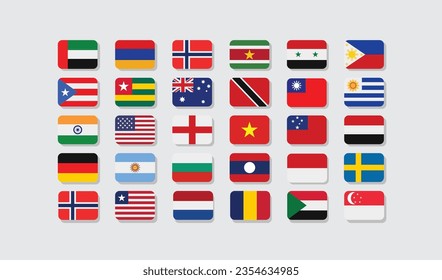 flag 30 county in the world with square style