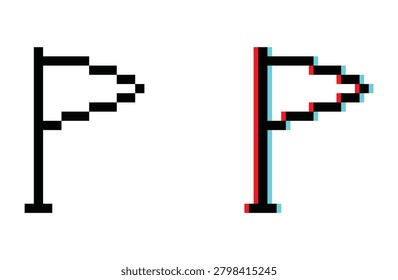 Flag 8 bit vector icon for computer game, logo