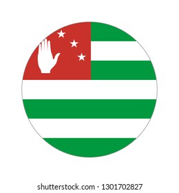 Flag of Abkhazia. Circular icon on white background, vector illustration.