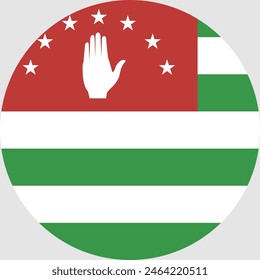 Flag of Abkhazia. Republic of Abkhazia circle flag. Flag icon. Standard color. Round flag. Computer illustration. Digital illustration. Vector illustration.