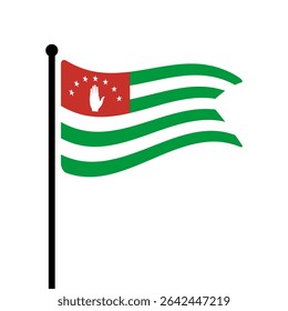 Bandeira da Abecásia. Projeto de ícone de ilustração de vetor de bandeira da Abecásia. Bandeira de mastro flutuante.