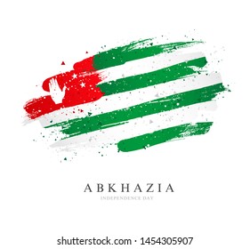 Flag of Abkhazia. Vector illustration on white background. Brush strokes drawn by hand. Independence Day.
