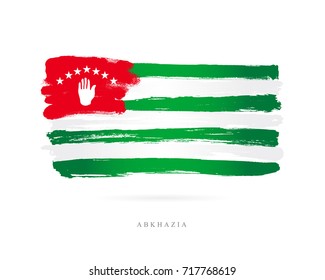 Flag of Abkhazia. Vector illustration on white background. Beautiful brush strokes. Abstract concept. Elements for design.