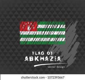Flag of Abkhazia, vector pen illustration on black background