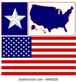 The flag is accurate and detailed with beveled stars. The vector file is in AI-EPS8 format.