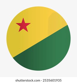 Flag of Acre state of Brazil. Bandeira oficial do Acre. Circle flag badge