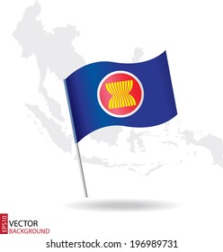 Flag Of AEC (ASEAN Economic Community) On Southeast Asia Map Background
