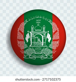 Flag of Afghanistan circle button with shadow. flag icon. 3d icon
