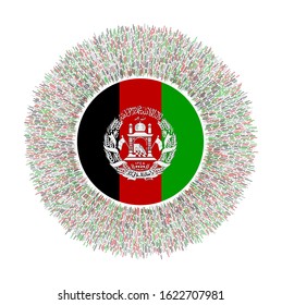 Flag of Afghanistan with colorful rays. Radiant country sign. Shiny sunburst with Afghanistan flag. Appealing vector illustration.
