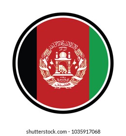 Flag of Afghanistan Glossy Button, Afghanistan Flag in glossy round button of icon. Afghanistan emblem isolated on white background. National concept sign. Independence Day. Vector illustration.