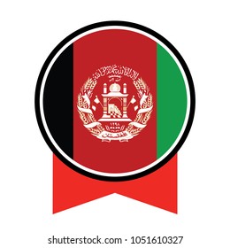 Flag of Afghanistan Glossy Button, Afghanistan Flag in glossy round button of icon. Afghanistan emblem isolated on white background. National concept sign. Independence Day. Vector illustration.