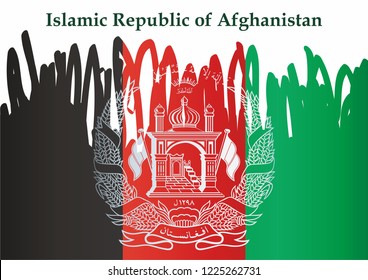 Flag of Afghanistan, Islamic Republic of Afghanistan. template for award design, an official document with the flag of Afghanistan. Bright, colorful vector illustration