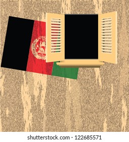 Flag of Afghanistan on an old wall. Vector illustration.