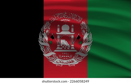 Flag of Afghanistan, with a wavy effect due to the wind.