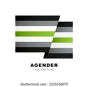 The flag of agender pride. Lack of gender identity. A colorful logo of one of the LGBT flags. Sexual identification. Vector illustration on a white background.