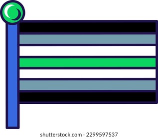 Flag of Agender Pride on flagstaff. Traditional and progressive unconventional sexual relations between sexes groups. Color stroke vector isolated on white background