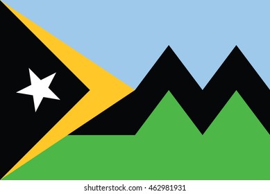 Flag of Aileu districts of Timor Leste. Vector illustration.