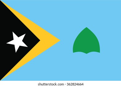 Flag of Ainaro districts of Timor Leste. Vector illustration.