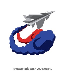 bandera con avión show aíslado