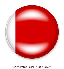 Flag of Ajman in the form of a round button with a light glare and a shadow. 