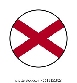 Flag of Alabama. Black edge. Alabama circle flag logo icon computer vector illustration design.