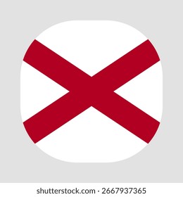 Flag of Alabama icon. Alabama rounded square flag icon digital vector illustration design. White background.