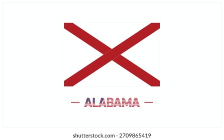 Bandera de ALABAMA sobre fondo blanco, Ilustración vectorial editable de la bandera de ALABAMA, Diseño del Día Nacional, Bandera de ALABAMA flat design, Estado de EE.UU