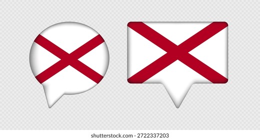Flagge von Alabama State in Speech Bubble.