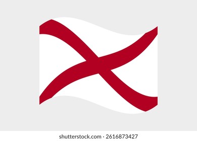 Flag of Alabama. Alabama state wavy flag digital vector illustration.