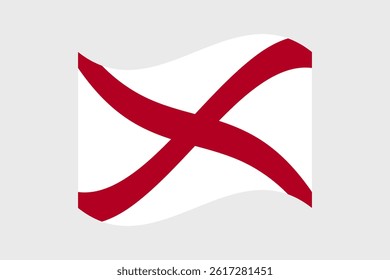 Flag of Alabama. Alabama wavy flag digital vector illustration.