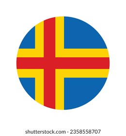 The flag of Aland. Button flag icon. Standard color. Circle icon flag. Computer illustration. Digital illustration. Vector illustration.