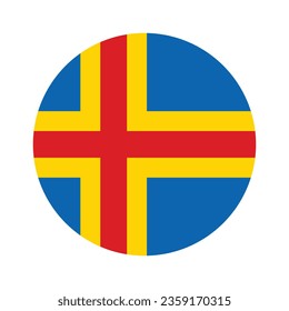 The flag of Aland. Button flag icon. Standard color. Circle icon flag. Computer illustration. Digital illustration. Vector illustration.
