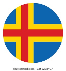 Die Flagge von Aland. Button-Flag-Symbol. Standardfarbe. Circle Icon Flag. Computergrafik. Digitale Illustration. Vektorgrafik.
