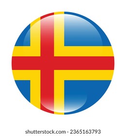 Die Flagge von Aland. Button-Flag-Symbol. Standardfarbe. Circle Icon Flag. 3D-Abbildung. Computergrafik. Digitale Illustration. Vektorgrafik.