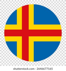 Flag of Aland. Aland circle flag logo icon computer vector illustration design. Checkerboard background