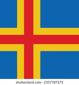 The flag of Aland. Flag icon. Standard color. A square flag. Computer illustration. Digital illustration. Vector illustration.