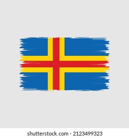 Flag of Aland Islands with brush style