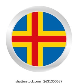 Flag of Aland Islands. Circle flag icon logo. Round flag. Flag icon. Standard color. Digital illustration. Vector illustration.