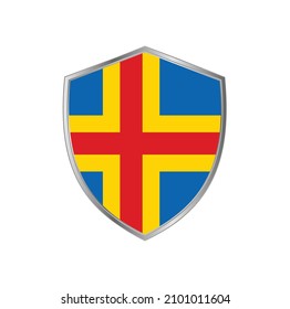 Flag of Aland Islands with silver frame