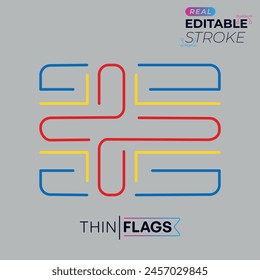 The flag of Aland Islands. Thin Flag icon. Editable Stroke Aaland Flag