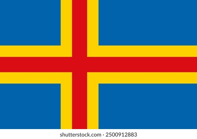 Flag of Aland Islands. Vector illustration. Accurate dimensions, element proportions and colors.