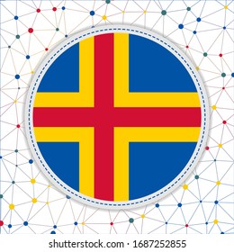 Flag of Aland with network background. Aland sign. Attractive vector illustration.