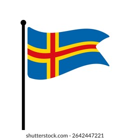 Bandeira de Aland. Design de ícone de ilustração de vetor de bandeira Aland. Bandeira de mastro flutuante.