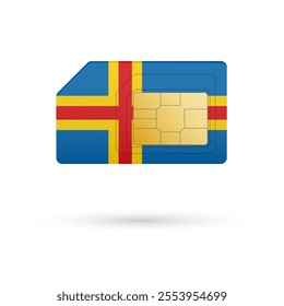 Flag of Aland. Vector illustration of SIM Card with flag on white background