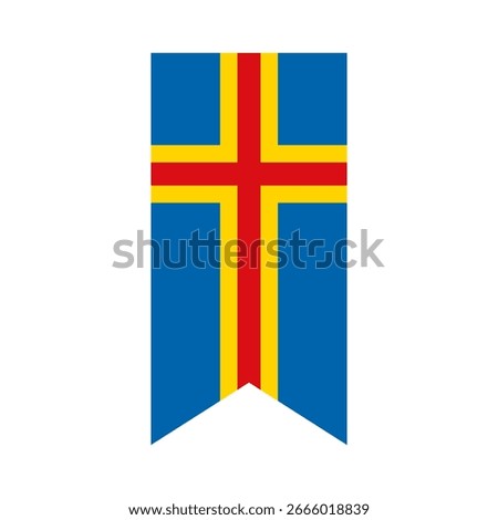 Flag of Aland. Aland vertical flag icon digital vector illustration. The hanging flag.