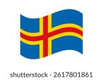 Flag of Aland. Aland wavy flag digital vector illustration. Fluttering flag.