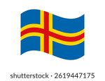 Flag of Aland. Aland wavy flag digital vector illustration. Fluttering flag.